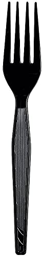 Dixie 7.13" Heavy-Weight Polystyrene Plastic Forks By GP PRO, Black, 1000 Count, FH517