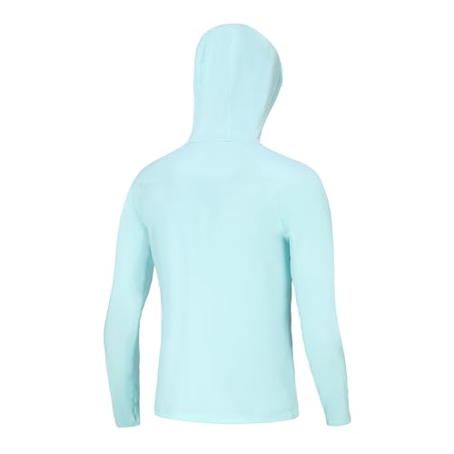 Riverruns UPF 50+ Men's Sun Protection Hoodie, Cooling Quick Dry Hooded Shirt Rash Guards Long Sleeve with Zippered Pockets (Black,S)