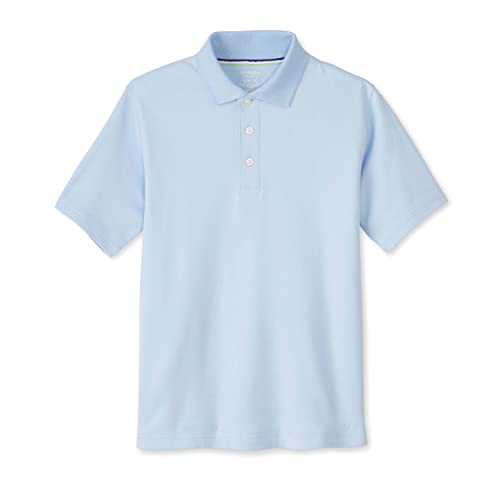 French Toast Unisex Kid's Adaptive Short Sleeve Polo Shirt | Hook and Loop Placket | Flat Seams, Light Blue (New), 45021