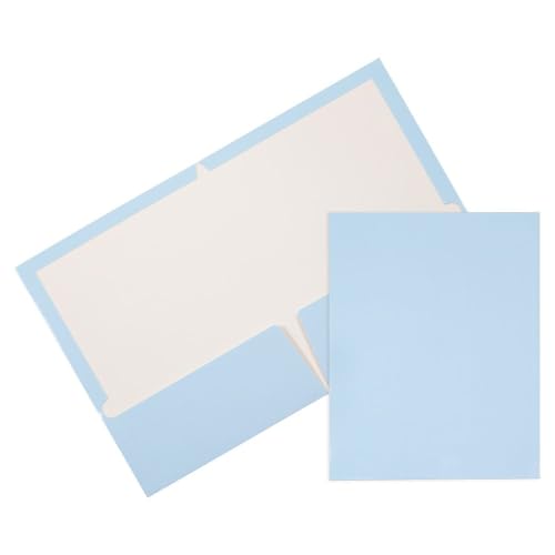JAM PAPER Laminated Two Pocket Glossy School Folders - Letter Size - High Gloss White - 6/Pack