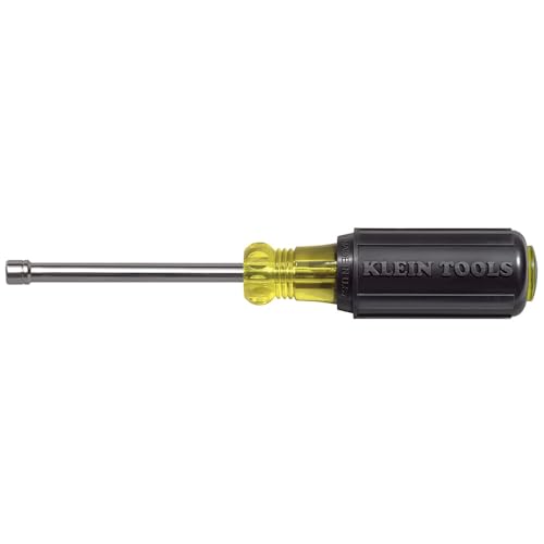 Klein Tools 630-4MM 4mm Nut Driver with 3-Inch Hollow Shaft and Cushion Grip
