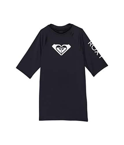 Roxy Girls' Whole Hearted Short Sleeve Rashguard, Bright White 232, 6