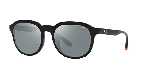 A|X ARMANI EXCHANGE Men's AX4129SU Universal Fit Square Sunglasses, Shiny Black/Grey Mirrored Black, 54 mm