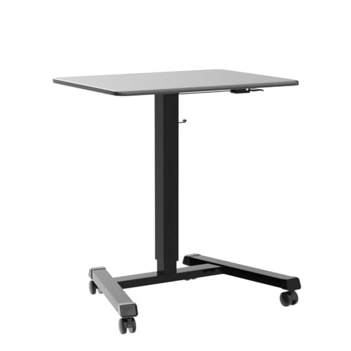 BONTEC 25.6" x 17.7" Gas Spring Mobile Stand Up Desk, Podium, Rolling Standing Desk Up to 33LBS with Wheels and Stoppers, Laptop Standing Desk Height Adjustable, Black
