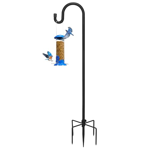 Kingsyard Adjustable Shepherd Hooks for Outdoor - 44 INCH Heavy Duty Bird Feeder Pole with 5 Prong Base, Hummingbird Feeder Stand, Garden Plant Baskets, Weddings Decor, Solar Light Lanterns
