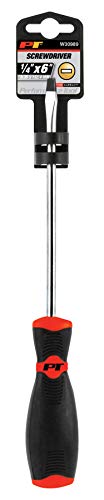 Performance Tool W30989 Black & Red Slotted Screwdriver, 1/4-Inch x 6-Inch