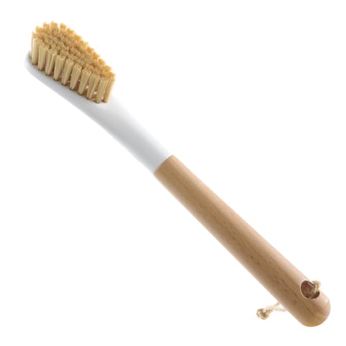 Wood Laundry Brush, OSCIOSS Laundry Stain Brush wth Long Handle and Soft Bristle for Cleaning Clothes & Shoes, Protable Laundry Brush for Stains on Clothes (Natural)