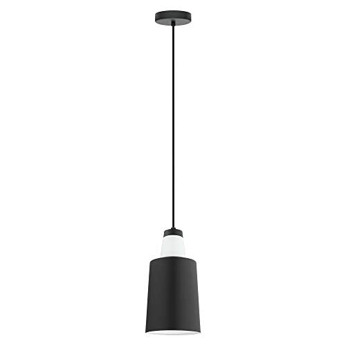 EGLO Lighting 1x60W Mini Pendant w/a Black & White Finish & White Glass
