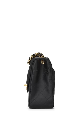 Chanel, Pre-Loved Black Quilted Satin Half Flap Mini, Black
