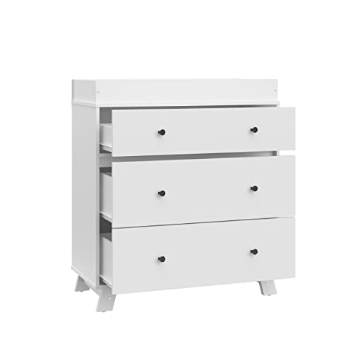 Storkcraft Beckett 3 Drawer Chest with Changing Topper (Pebble Gray) – GREENGUARD Gold Certified, Baby Dresser With Changing Table Top, Dresser for Nursery, 3 Drawer Kids Dresser