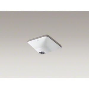 Kohler K-6584-96 17" 1-Bowl Top-Mount/Undermount Cast Iron Kitchen Sink Biscuit