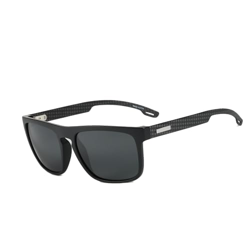 ZENOTTIC Polarized Sunglasses Men TR90 Frame Carbon Fiber Temple UV400 Protection Square Mens Sun Glasses for Driving Fishing