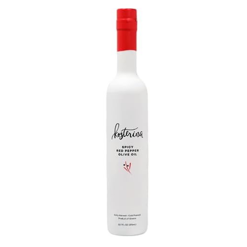 Spicy Red Pepper Olive Oil, Cold-Pressed EVOO, Made from 100% Pure Early Harvested Koroneiki Olives, Authentic Mediterranean Flavors, Incredible Superfood, Smooth & Fresh Taste (12.7 oz)