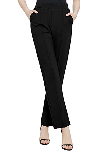 Urban CoCo Women's Yoga Dress Pants Stretchy Casual Slacks Straight Leg Work Pants with Pockets (Wine Red,M)