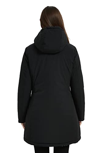 Bellivera Women Puffer Jacket Reversible Spring and Winter Warm Quilted Lightweight Long Hooded Padded Bubble Coat 207 Black S
