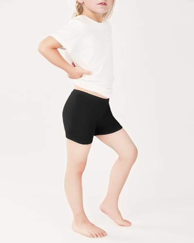 KEREDA 4 Pack Bike Shorts Girls Dance Shorts Safety and Breathable Cartwheel Underdress for Toddler Kids Black Grey 7-8Y