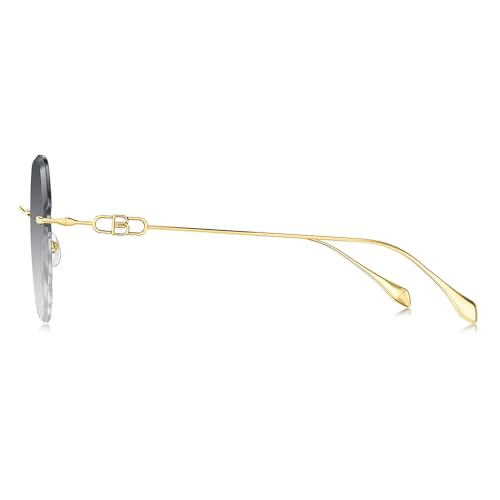 BOLON Women Lady Elegant Titanium Rimless Irregular Diamond-cut Nylon Lens UV400 Sunglasses BL7191