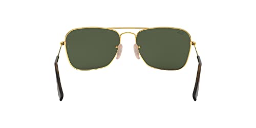 Ray-Ban RB3136 Caravan Square Sunglasses, Gold Havana/G-15 Green, 55 mm