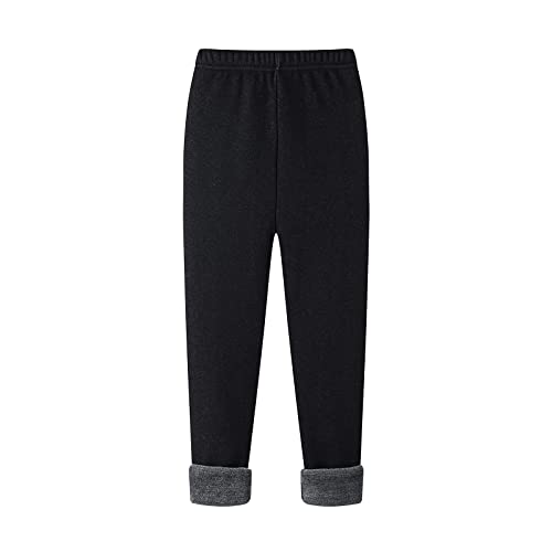Girls Winter Warm Leggings Kids Fleece Lined Thick Basic Full Pants for 3-11 Years Green