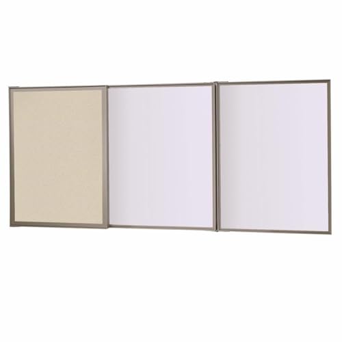 Ghent VisuALL PC, Beige Fabric Bulletin Board Outside with Acrylate Whiteboard Inside, Made in the USA