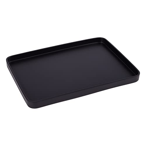 SZYRL Bathroom Sink Vanity Tray, Large Resin Bathroom Tray Perfume Tray Rectangle Decorative Tray Organizer for Vanity Dresser Bathroom Countertop Living Room Kitchen(Black)