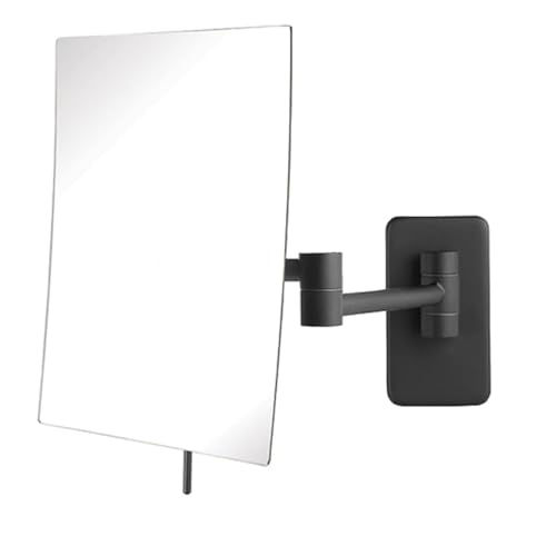 JERDON Wall Mount Makeup Mirror with 5X Magnification - 8.75” x 6.5” Rectangular Mirror Extends 14” – Black Finish – Model JP695BK