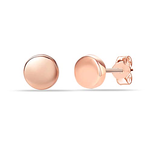 Charmsy 925 Sterling Silver Rose Gold-Plated Tiny Dot Stud Earrings for Women Teen 5MM Hypoallergenic High Polish Finish Studs Earring