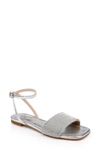 Jewel Badgley Mischka Hadley Flat Sandals with Ankle Strap