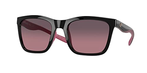 Costa Del Mar Womens Panga Square Sunglasses, Black/Crystal/Fuchsia/Rose Gradient Polarized 580G, 56 mm