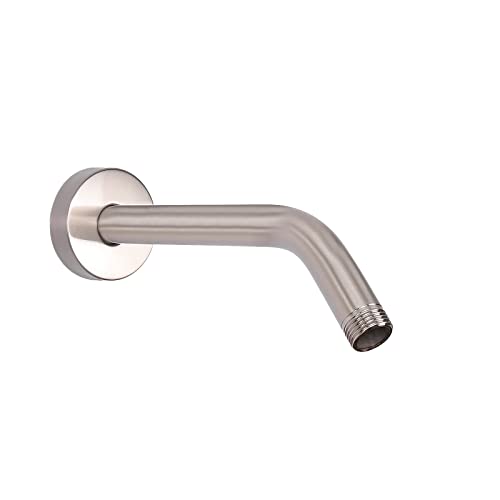 HarJue Shower Arm with Flange and Teflon Tape, Wall Mounted Shower Pipe Arm 304 Stainless Steel Extension Arm for Fixed Shower Head & Handheld Showerhead (6 Inch, Brushed Nickel)