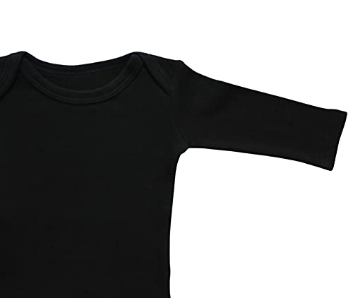 JWWN 3 Pack Baby Boys Long Sleeve Romper 100% Cotton Solid Color Infant Bodysuit,(Black,3M)