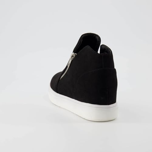 CUSHIONAIRE Women's Hart Sneaker Wedge Bootiesโ Slip-On Sneaker Wedge Boots for Women with Dual Zipper, Black 9