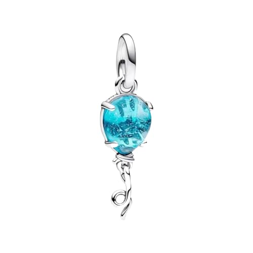 polengju Blue Glass Balloon Dangle Charms for Women Bracelet Necklace 925 Sterling Silver with 5A Cubic Zirconia,Mother's Day Birthday Christmas Jewelry Collection