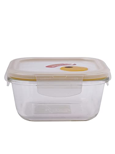 LOCK & LOCK Purely Better Glass Food Storage Container with Steam Vent Lid, Square-17 oz, Color may vary