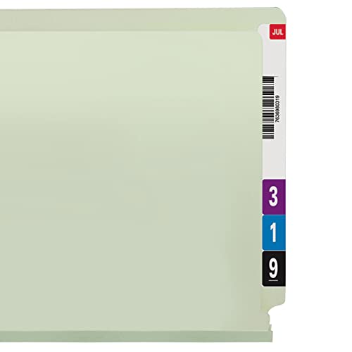 Smead End Tab Pressboard Fastener File Folder with SafeSHIELD Fasteners, 2 Fasteners, 1" Expansion, Legal Size, Gray/Green, 25 per Box (37705)