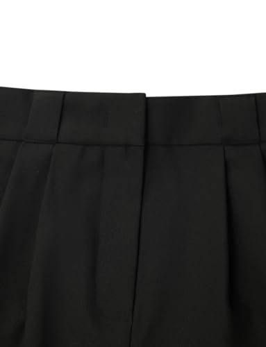 GOELIA Black Elastic High Waisted Shorts for Women Wide Leg Loose A-Line Shorts with Belt and Pockets