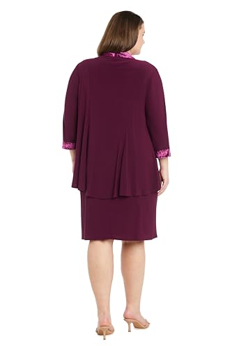 R&M Richards Women's Plus Size 2PC Glitter Velvet Jacket & Dress Set, Charcoal