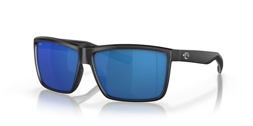 Costa Del Mar Mens Rinconcito Rectangular Sunglasses, Tiger Shark/Blue Mirrored Polarized-580g, 60 mm