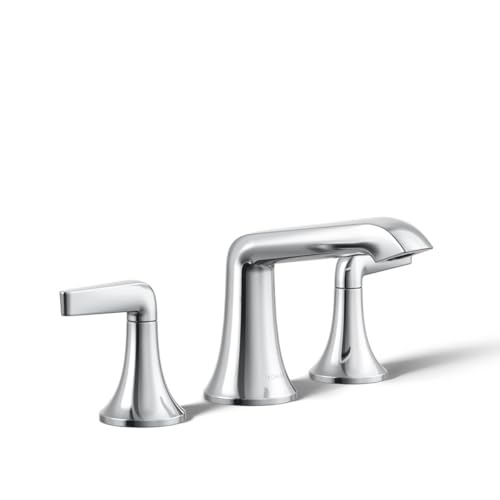 Kohler K-22020-4-CP Kohler K-22020-4 Tempered 1.2 GPM Widespread Bathroom Faucet with UltraGlide and Pop-Up Drain Assembly