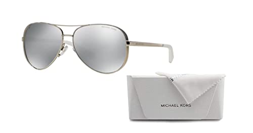 Michael Kors MK5004 CHELSEA Aviator 101311 59M Sunglasses For Women + BUNDLE with Designer iWear Eyewear Kit (Gunmetal/Black/Grey Gradient)