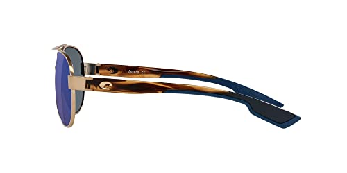 Costa Del Mar Womens Loreto Aviator Sunglasses, Golden Pearl/Polarized Blue Mirrored 580P, 56 mm