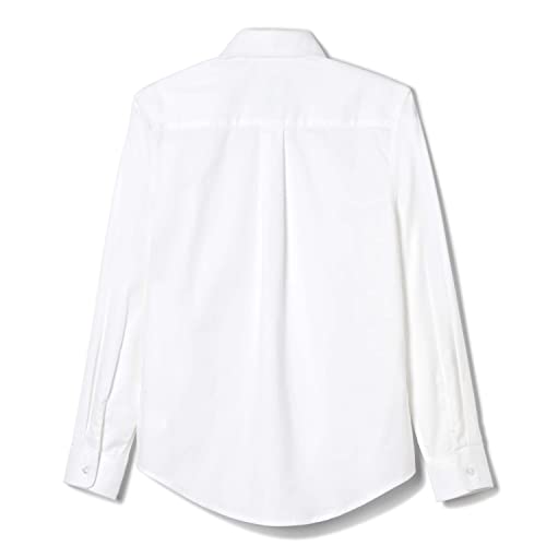 French Toast Kids' Adaptive Long Sleeve Oxford Shirt with Hidden Hook and Loop Placket and Cuffs, White, 20