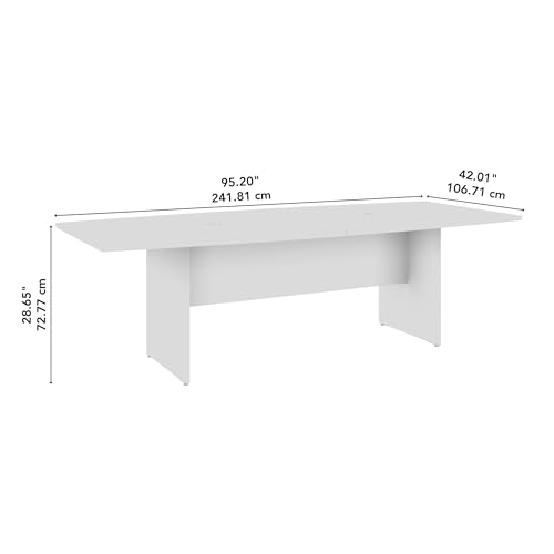 Bush Business Furniture 96-inch Office Conference Table with Wood Base, Boardroom Meeting Space for 8 Users, Hansen Cherry