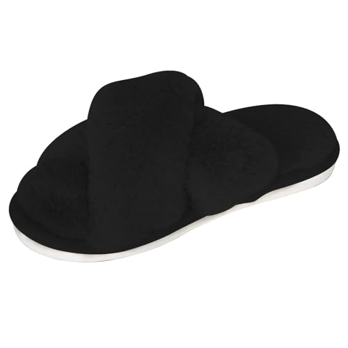 LE.FRONDE House Slippers for Women,Cozy Plush Shoes (2 Pair:Black+Yellow, Adult, Women, 7, Numeric Range, US Footwear Size System, 8, Medium)