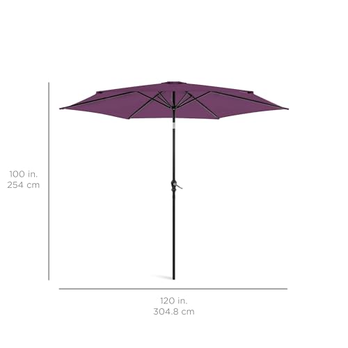 Best Choice Products 10ft Outdoor Steel Polyester Market Patio Umbrella w/Crank, Easy Push Button, Tilt, Table Compatible - Navy Blue