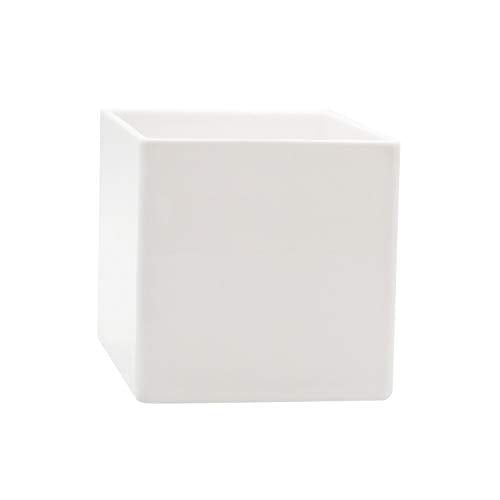 Royal Imports Flower Acrylic Vases Cubes - Decorative Centerpiece for Home or Wedding - Non Breakable Plastic, 4" - White