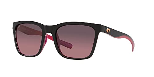 Costa Del Mar Womens Panga Square Sunglasses, Black/Crystal/Fuchsia/Rose Gradient Polarized 580G, 56 mm