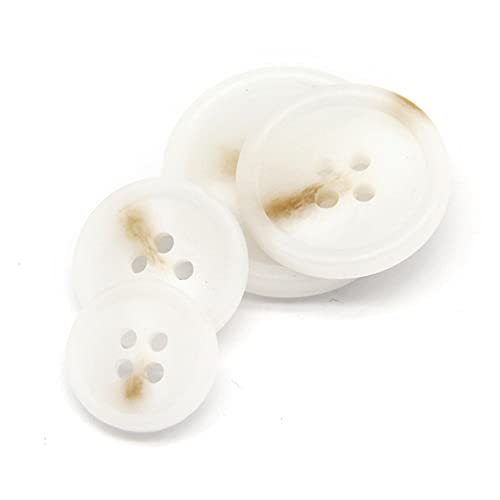 10 Pcs Imitation Horn Flatback Buttons Resin Buttons for Clothing Suit Coat Decorations DIY Accessories (01 White, 18mm)