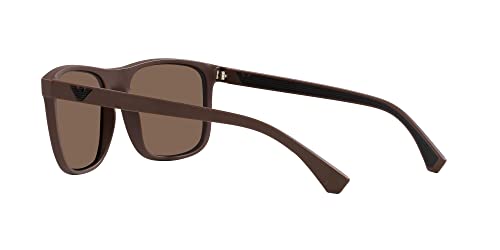 Emporio Armani Men's EA4129 Square Sunglasses, Matte Brown/Dark Brown, 56 mm