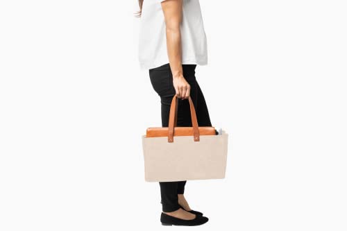 Chaise Home Organizer Caddy - File Folder Tote with Handle - Portable Office Bag - Teacher, School & Work Supplies - Arts & Crafts Storage (Beige)